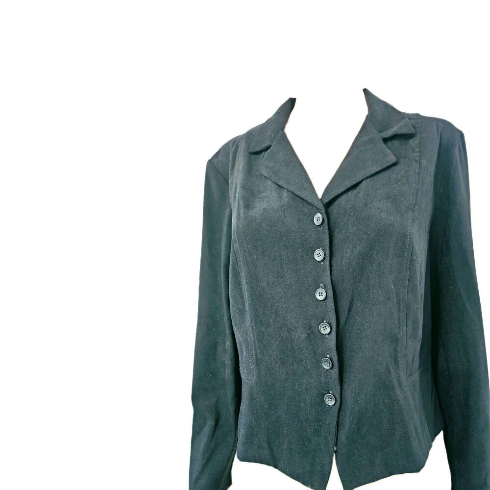 M.H.M. Petite Melissa Harper Women's Black Button Front Blazer Jacket 14P